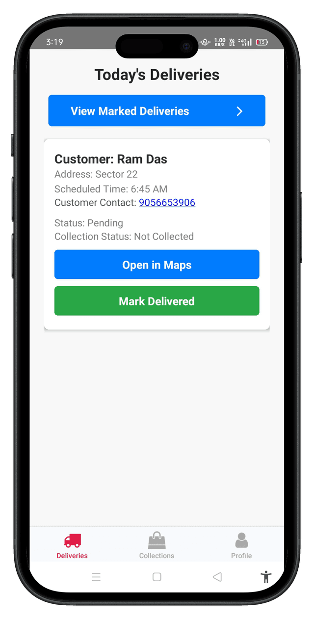 Bharat Tiffin App - Customer Insights Screen